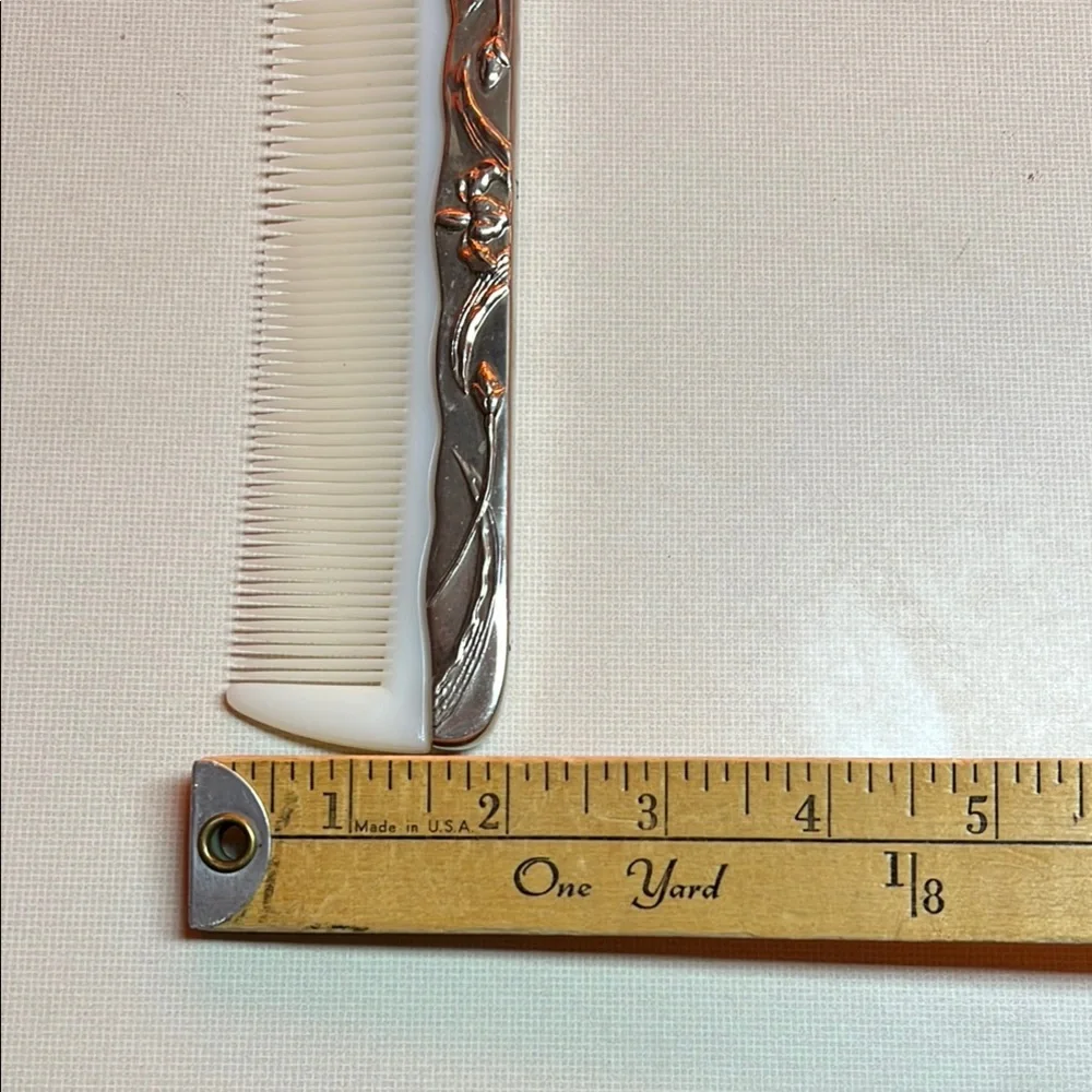 Vintage Silver Plated and White Men's Comb